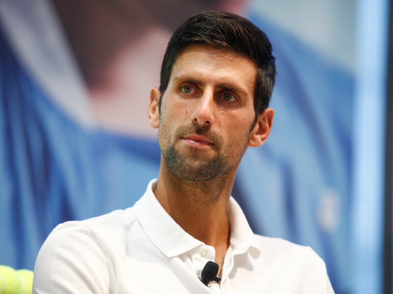 Professional tennis player Novak Djokovic makes an appearance at the ASICS Flagship Store on Wednesday, Aug. 22, 2018, in New York.