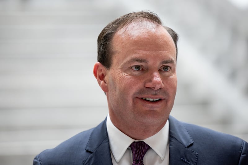 Sen. Mike Lee, R-Utah, is pictured at the Capitol in Salt Lake City on April 14, 2023.