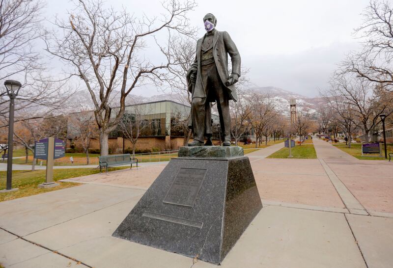 A statue of Louis Frederick Moench, founder and first principal of Weber State University, is pictured on the WSU campus.