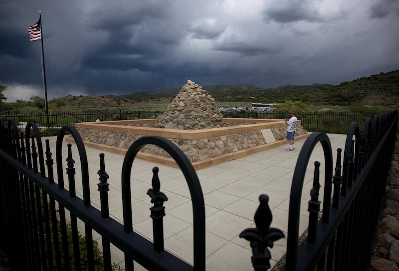 Curtis Davis walks the grounds of the Mountain Meadows Massacre monument.
