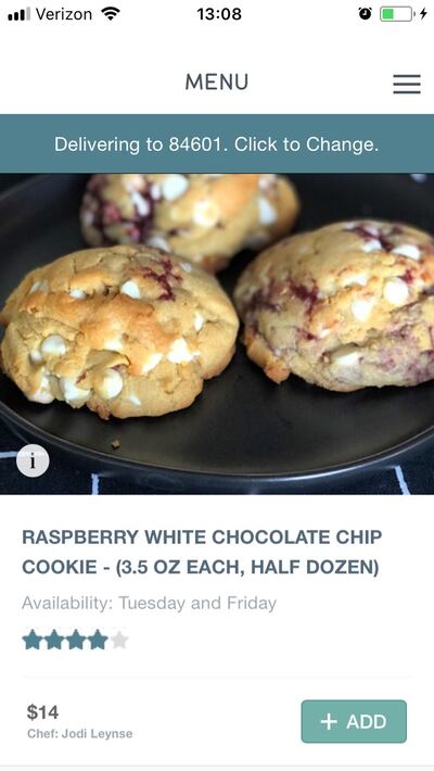 When you enter your zip code, Slapup will pull up a list of baked goods available to be delivered in your area. It also says when things are available to be delivered.