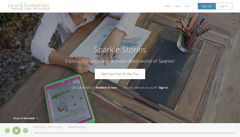 Featuring original audio stories for children, "Sparkle Stories" releases a new episode each week for free.