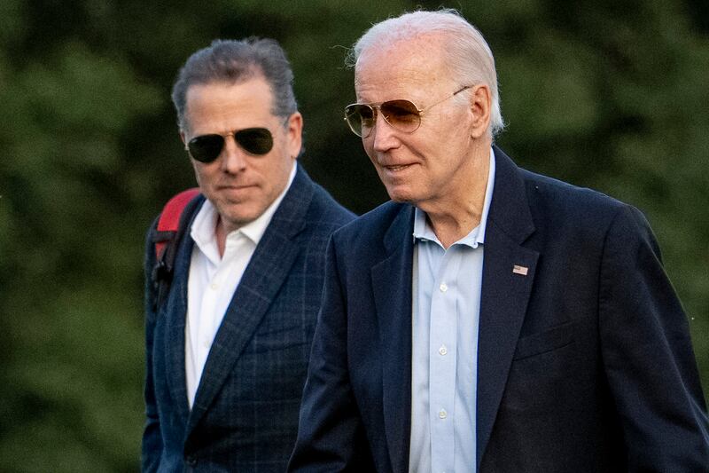 President Joe Biden and his son Hunter Biden arrive at Fort McNair in Washington.