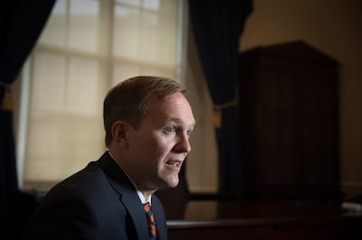 FILE - Representative-elect Ben McAdams, D-Utah, interviews in his new office on Capitol Hill in Washington, D.C., on January 3, 2019.