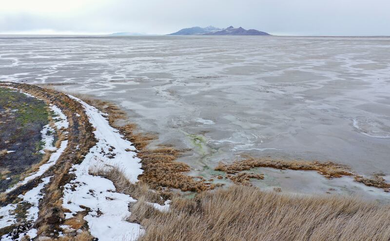 Low water levels are pictured in the Great Salt Lake near Tooele County.