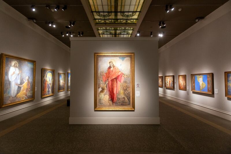 “Christ in a Red Robe” by Minerva Teichert is displayed at a new exhibit that opened on July 6 in the Church History Museum.