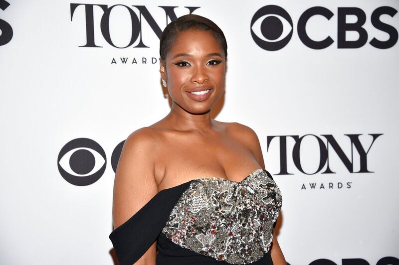 Jennifer Hudson poses in the press room at the 75th annual Tony Awards