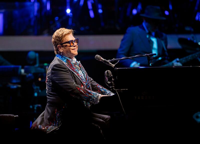 Elton John performs at the Delta Center in Salt Lake City.