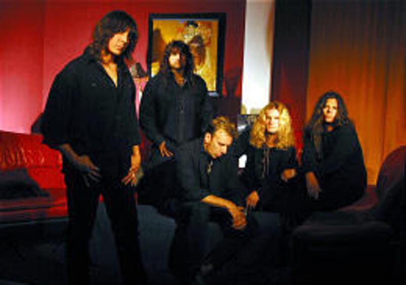 Tesla is Jeff Keith, left, Brian Wheat, Troy Luccketta, Frank Hannon and Tommy Skeoch, who will be replaced by Dave Rude.