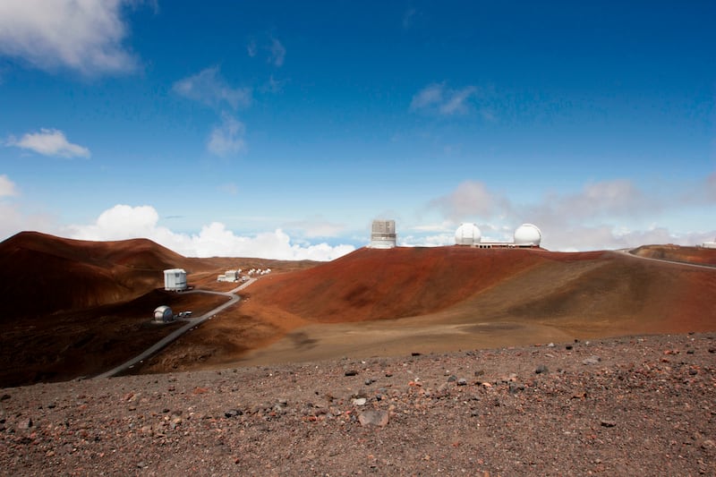 Telescopes are shown on Mauna Kea, Hawaii’s tallest mountain and the proposed site for a new $1.4 billion telescope.