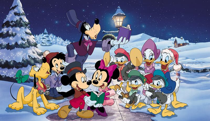 MICKEY'S ONCE UPON A CHRISTMAS - Mickey, Minnie, and their famous friends Goofy, Donald, Daisy, and Pluto gather to reminisce about love, magic, and surprises in three wonder-filled stories of Christmas past. (Disney) PLUTO, MAX, MICKEY MOUSE, GOOFY, MINN