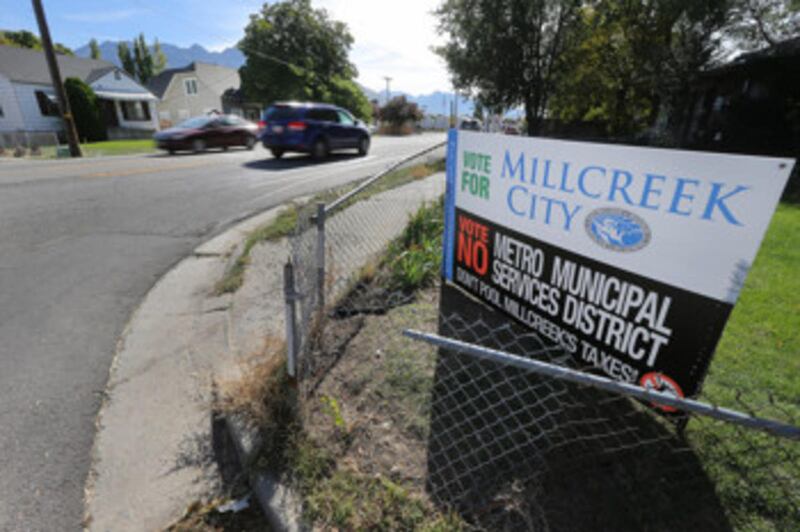 Voting signs Friday, Oct. 16, 2015, in the Millcreek township. Voters in Millcreek township gave birth to Millcreek City Tuesday but five others communities chose townships as their municipal government.