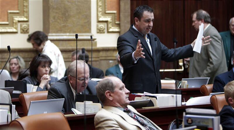 Rep. Greg Hughes, R-Draper, speaks during the afternoon Legislature session Friday.