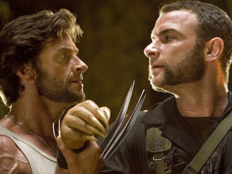 Hugh Jackman, left, as Logan and Liev Schreiber as Victor in "X-Men Origins: Wolverine."