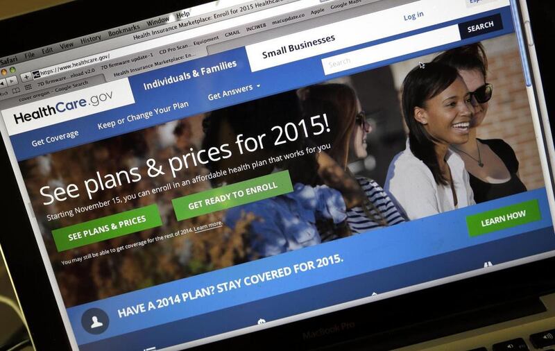 FILE - This Nov. 12, 2014 file photo shows the HealthCare.gov website, where people can buy health insurance, on a laptop screen, shown in Portland, Ore. Consumers in most places will see their health insurance premiums go up next year for popular plans u