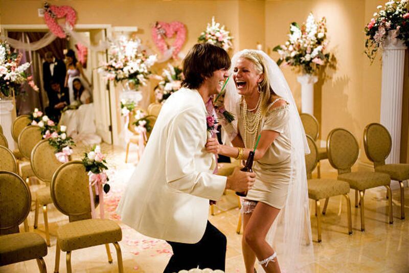 Ashton Kutcher as Jack Fuller and Cameron Diaz as Joy McNally in the messy comedy "What Happens in Vegas."