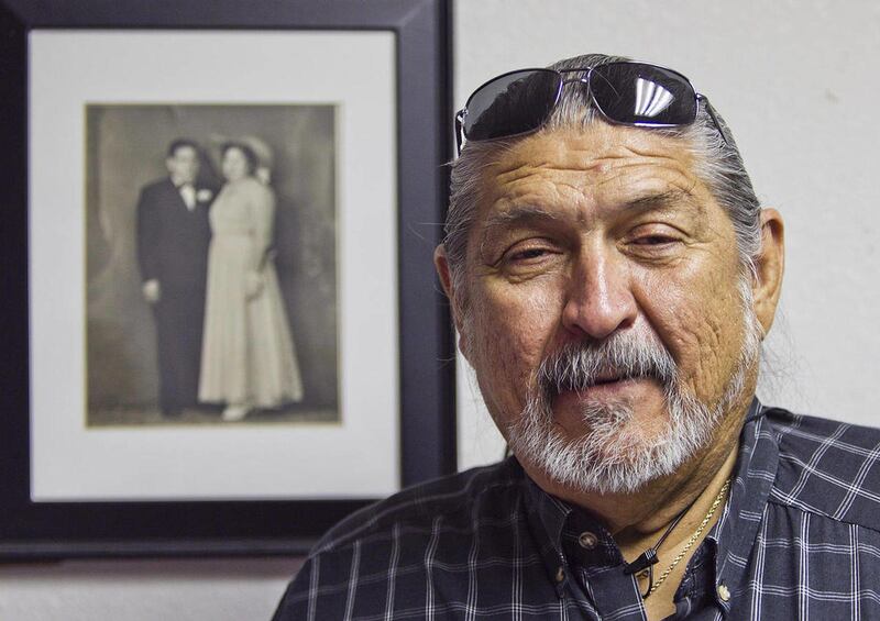 In this photo taken on Tuesday, Aug. 21, 2012, Joseph R. Pompa, talks about his parents, Joseph and Eva Pompa, at La Perla Mexican Restaurant in Glendale, Ariz. The elder Pompa invented a taco making machine and even had a patent.