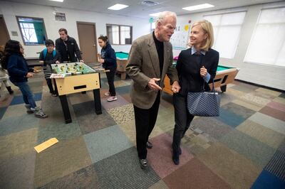 Spencer F. Eccles and his daughter, Lisa Eccles, visit the Lied Boys and Girls Club in Salt Lake City on Wednesday, Dec. 5, 2018. On Dec. 12, the George S. and Dolores Dore Eccles Foundation will commemorate 60 years and over $600M in philanthropy with a