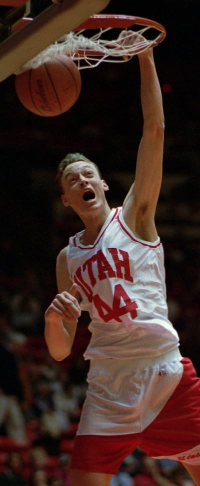 Utah's Keith Van Horn goes up for a dunk.
