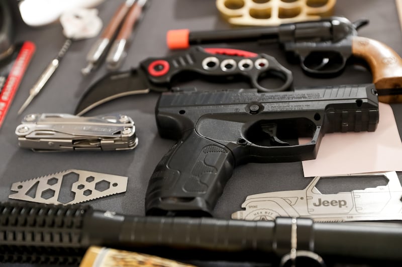 Items confiscated at Transportation Security Administration checkpoints at the Salt Lake City International Airport.