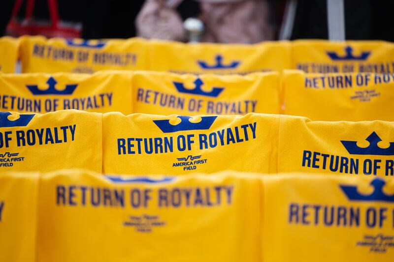 Towels marking the return of the National Women’s Soccer League team, the Utah Royals, hang on the backs of chairs.