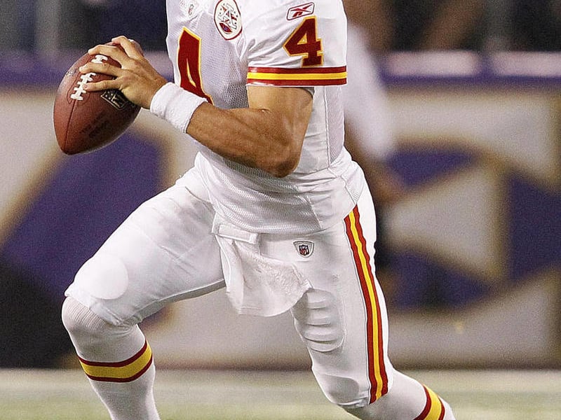 FILE - In this Aug. 19, 2011 file photo, Kansas City Chiefs quarterback Tyler Palko scrambles with the ball during the second half of an NFL preseason football game against Baltimore Ravens in Baltimore. Matt Cassel could be done for the season after an i