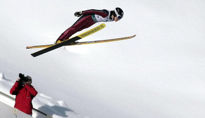 Jessica Jerome competes in the in the Women's K-120 during the US National Ski Jump and Nordic Combined Championships at the Utah Olympic Park in Park City Saturday, March 15, 2008.