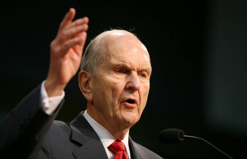 Elder Russell M. Nelson of the Quorum of the Twelve for The Church of Jesus Christ of Latter-day Saints speaks during a Church Educational System devotional in Laie, Hawaii, on Sunday.