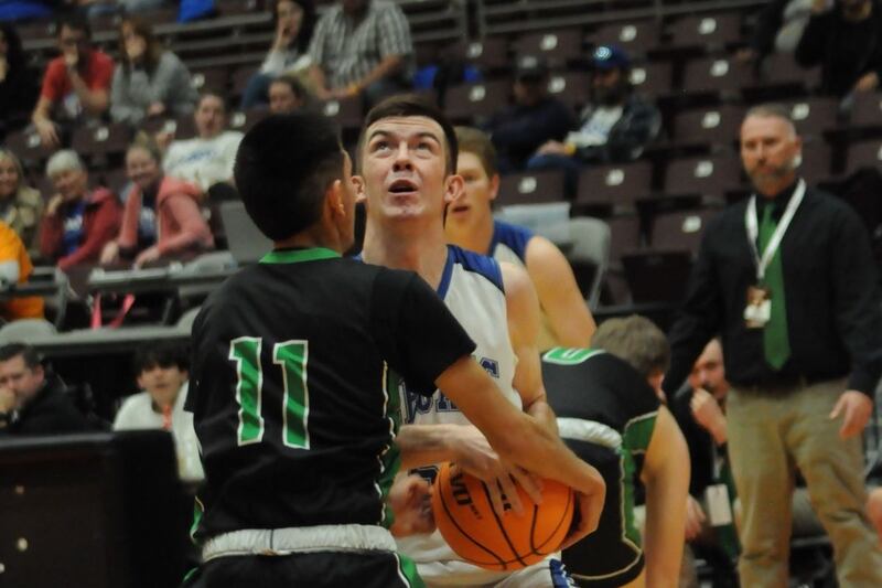 Wendover’s Orlando Alvarez tries to stop Panguitch’s Cody Hatch during a game at the Sevier Valley Center in Richfield.