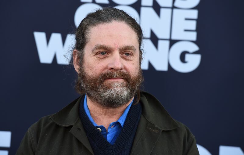 Cast member Zach Galifianakis arrives at the world premiere of “Ron’s Gone Wrong” at the El Capitan Theatre in Los Angeles.
