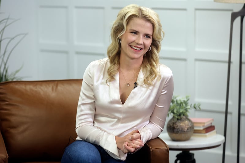 Elizabeth Smart talks at the Elizabeth Smart Foundation office in Salt Lake City on June 3, 2022.