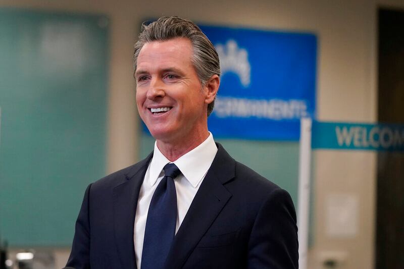 Gov. Gavin Newsom speaks in Oakland, California.