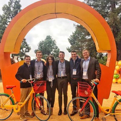 Adam Pulsipher attended the Venture Capital Competition at Google with uVCIC teammates Jaxson Myers, Zach Edwards, Lauren Fogarty, Sam Neff and Jake Gubler.