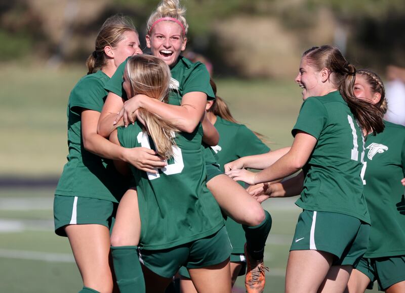 Clearfield celebrates a goal made by Tatum Thomas