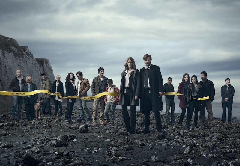 "Gracepoint" is a riveting mystery that follows the tragic death of a young boy, and the major police investigation and nationwide media frenzy that subsequently overtake a picturesque seaside town, where anyone is a suspect. Pictured, from left: Stephen