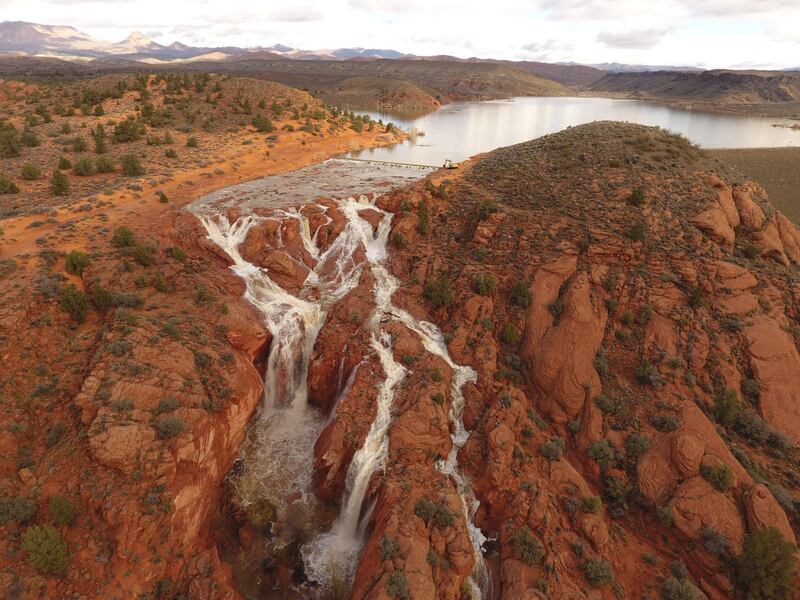 An updated photo of the Gunlock State Park waterfalls. A man was taken to a southern Utah hospital after he was pulled from a popular reservoir Sunday morning.