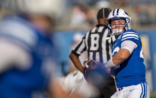 Watch: BYU and Utah quarterbacks team up — on the basketball court