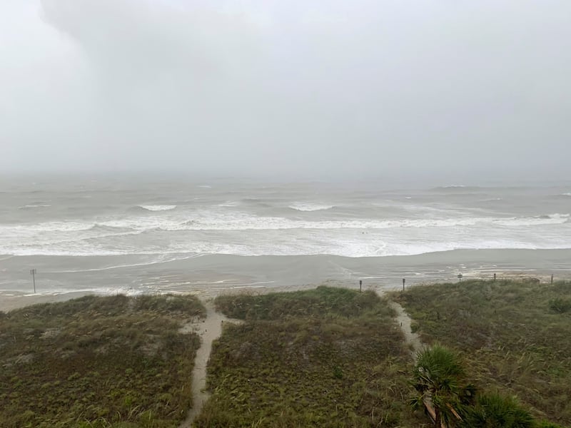 Bands of wind and rain from Hurricane Isaias make it to North Myrtle Beach, S. C., Monday, Aug. 3, 2020. The storm is expected to make landfall along the Carolina coast late Monday evening.