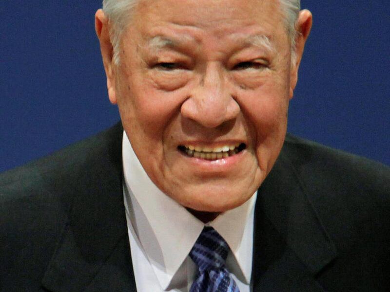 FILE - In this Sept. 5, 2009 file photo, former Taiwanese President Lee Teng-hui smiles during a forum in Tokyo, Japan. A Taiwanese prosecutor said Lee, who served as president between 1988 and 2000, was indicted Thursday, June 30, 2011, on a charge of em