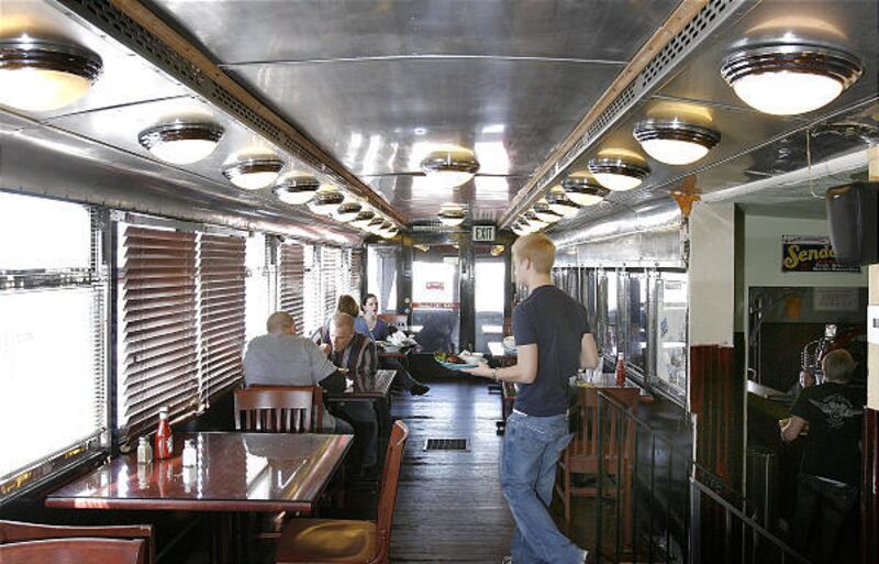 Part of the Art City Trolley restaurant in Springville is inside an old trolley car.