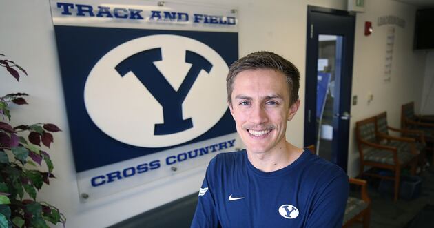 BYU distance runner Conner Mantz poses at the Smith Fieldhouse in Provo on Friday, Feb. 19, 2021. Mantz was the top American finisher for the 2023 Chicago marathon.