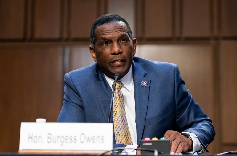 Rep. Burgess Owens, R-Utah, speaks during a Senate Judiciary Committee hearing on voting rights on Capitol Hill in Washington, Tuesday, April 20, 2021.