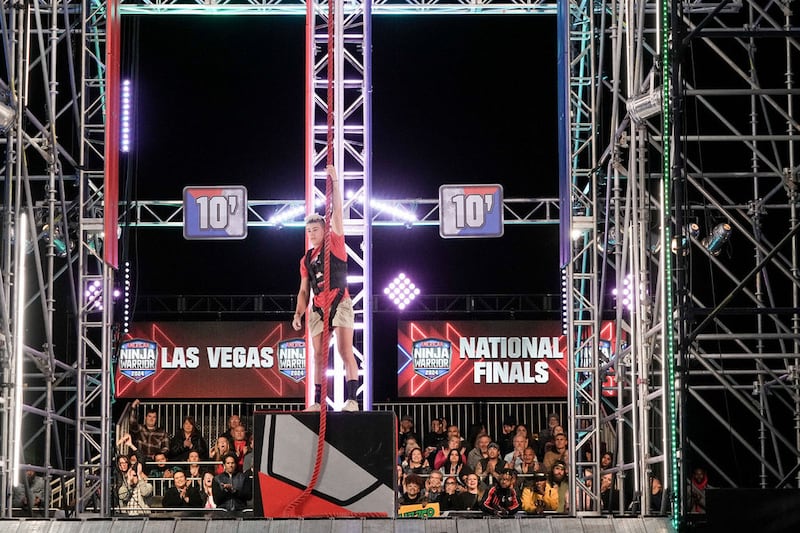 Kai Beckstrand prepares to navigate Stage 4 of the finals course on "American Ninja Warrior" for a chance at $1 million.