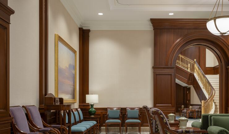 A waiting area in the Deseret Peak Utah Temple.