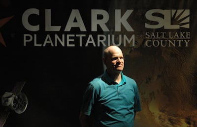 Dr. Jason H. Steffen, associate professor in the Department of Physics and Astronomy, University of Nevada, Las Vegas, speaks at Clark Planetarium in Salt Lake City on June 27. He is from Fruit Heights, Davis County, Utah, and graduated from Weber State U