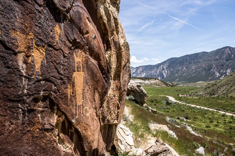 Fremont-style petroglyphs can be seen at McKee Springs, Dinosaur National Monument.