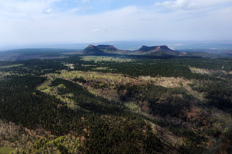 The Bears Ears of the Bears Ears National Monument are pictured from the air.