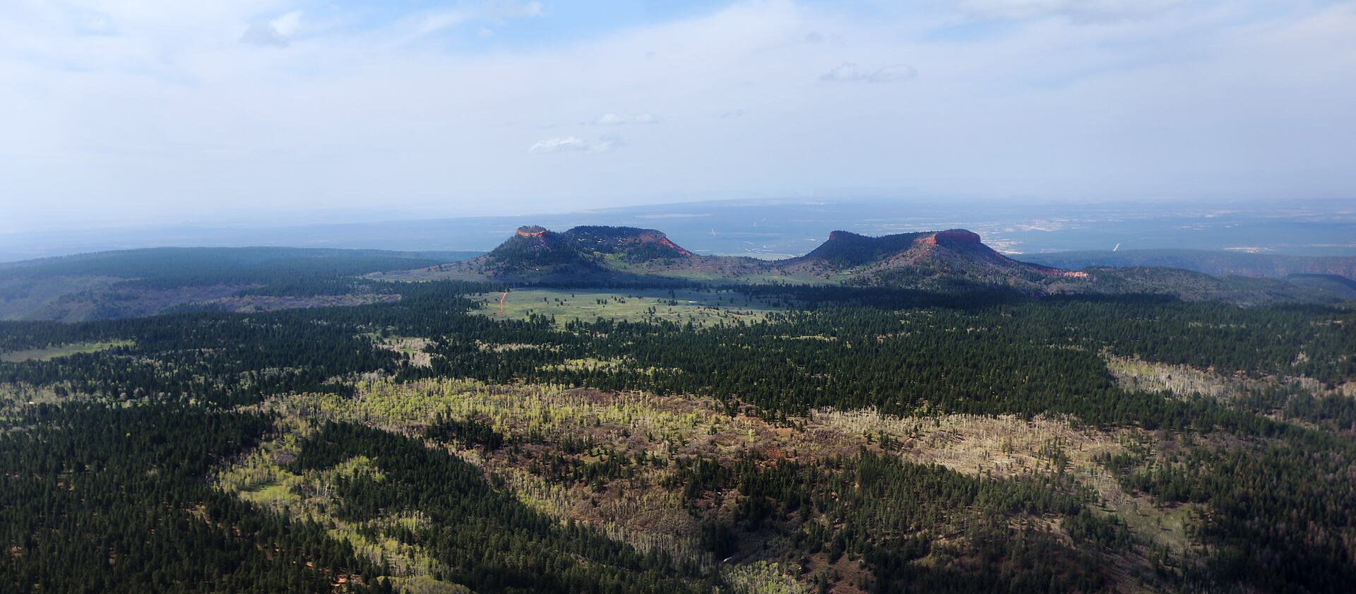 The Bears Ears of the Bears Ears National Monument are pictured from the air.