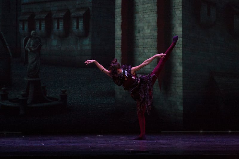 A dancer strikes a pose in Odyssey Dance Theatre's "Redux Nut-Cracker," which is playing at Kingsbury Hall from Dec. 12 -22, 2018.