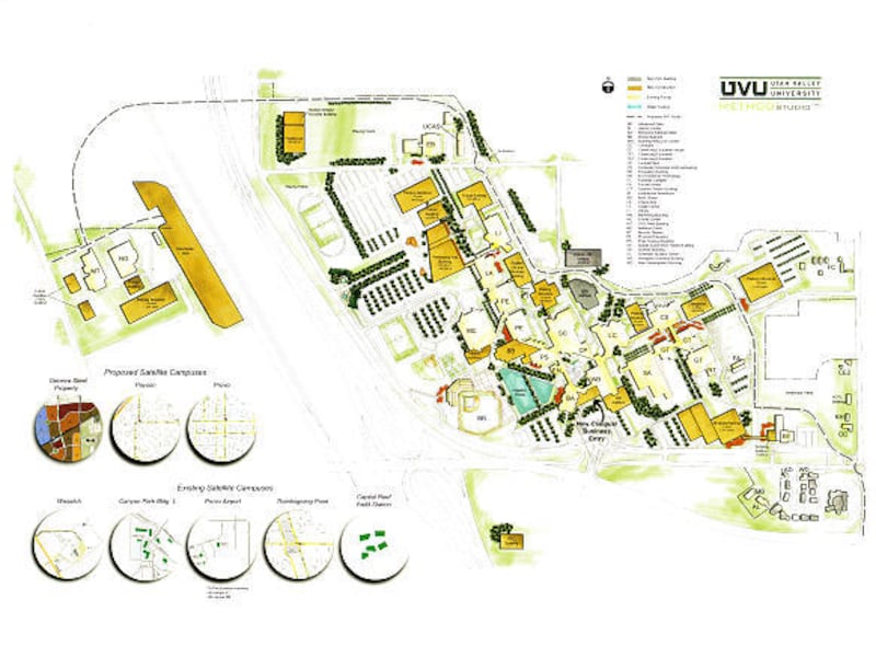 This map of the UVU campus shows where future buildings are planned.